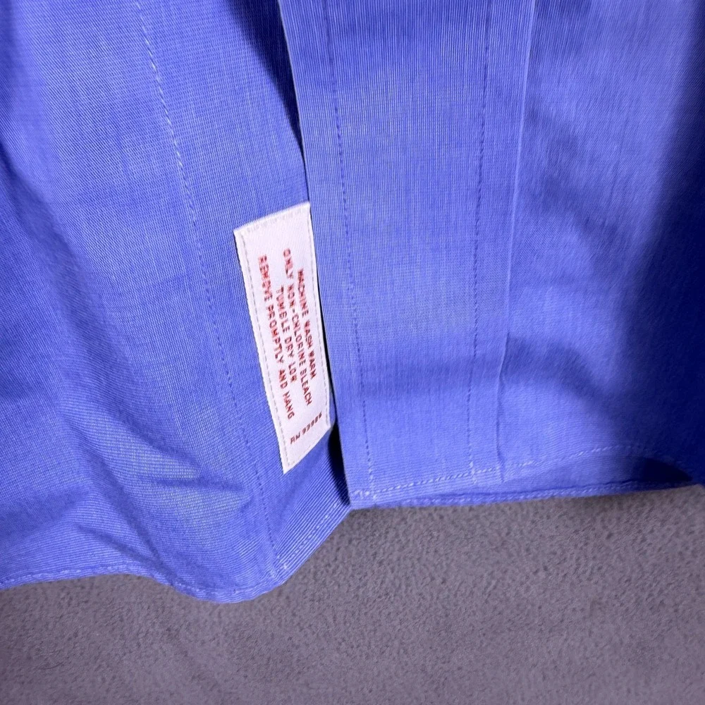 Brooks Brothers Shirt Mens 18 36 Blue Button Up Long Sleeve Dress FLAW - Picture 2 of 9